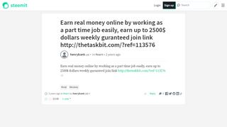 
                            10. Earn real money online by working as a part time job easily ... - Steemit