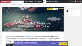 
                            13. Earn up to €500 in Magical Slot Bonuses at GoldBet Casino