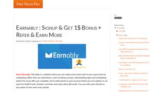 
                            6. Earnably : Signup & Get 1$ Bonus + Refer & Earn More - Free Tricks Pro