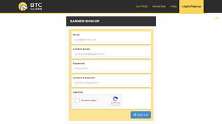 
                            1. Earner Signup - BTCClicks