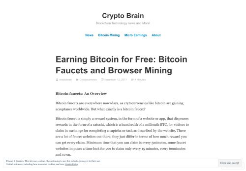
                            9. Earning Bitcoin for Free: Bitcoin Faucets and Browser ... - Crypto Brain