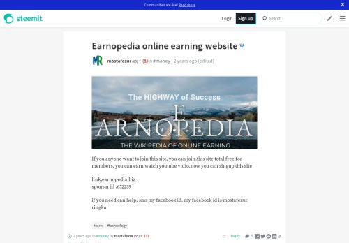
                            3. Earnopedia online earning website — Steemit