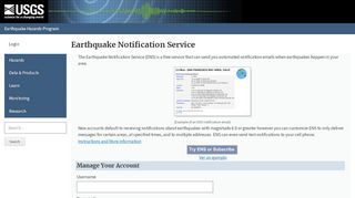 
                            5. Earthquake Notification Service - USGS Earthquake Hazards Program
