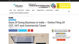 
                            11. Ease Of Doing Business in India — Online Filing Of CST, VAT and ...