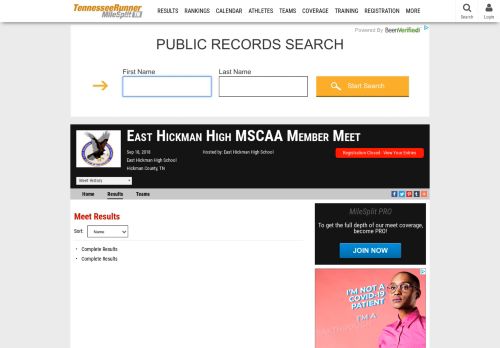 
                            8. East Hickman High MSCAA Member Meet - Meet Results - TN Milesplit