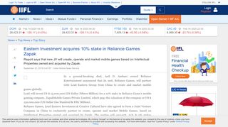 
                            12. Eastern Investment acquires 10% stake in Reliance Games ...
