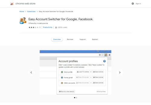 
                            9. Easy Account Switcher for Google, Facebook. - Google Chrome