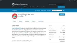 
                            11. Easy Google AdSense | WordPress.org