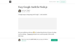 
                            12. Easy Google Auth for Node.js – Jack R. Scott – Medium