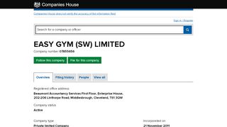 
                            9. EASY GYM (SW) LIMITED - Overview (free company information from ...