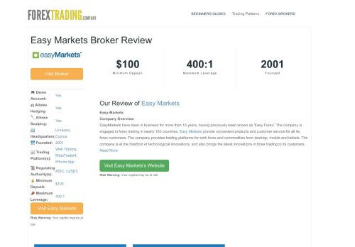 
                            10. Easy Markets (Easy Forex) Broker Review: Sign Up Bonus, Spreads ...