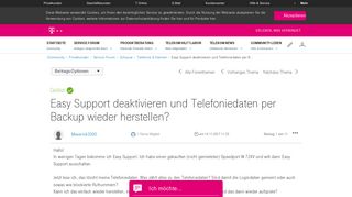 
                            11. Easy Support deaktivieren und Telefoniedaten per B... - Telekom hilft ...