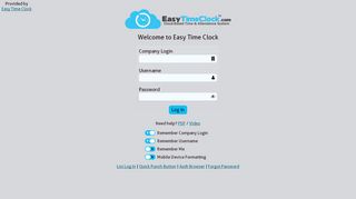 
                            10. Easy Time Clock - Standard Login