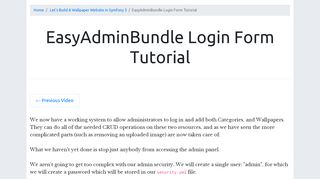 
                            8. EasyAdminBundle Login Form Tutorial - CodeReviewVideos