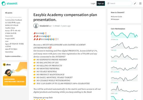 
                            12. Easybiz Academy compensation plan presentation. — Steemit