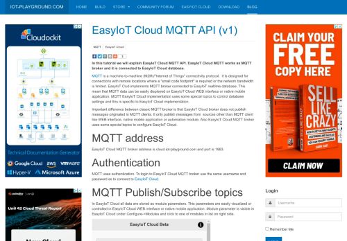 
                            7. EasyIoT Cloud MQTT API (v1) - IoT-playground.com