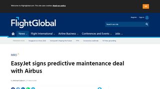 
                            7. EasyJet signs predictive maintenance deal with Airbus - FlightGlobal