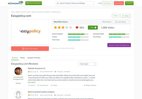 
                            9. EASYPOLICY.COM - Reviews | online | Ratings | Free - MouthShut.com