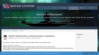 
                            7. EasyWI Webinterface und Gamemaster Installation - Sponsor Universe