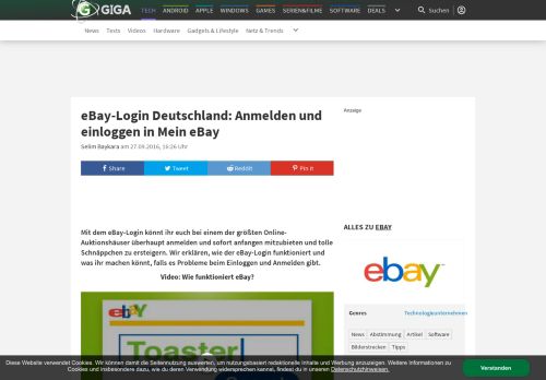 
                            2. eBay-Login Deutschland: Anmelden und einloggen in Mein eBay - Giga