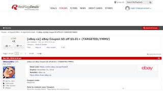 
                            6. [eBay.ca] eBay Coupon $5 off $5.01+ (TARGETED/YMMV) - RedFlagDeals ...