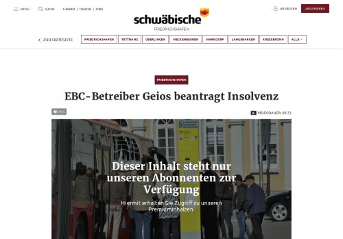 
                            2. EBC-Betreiber Geios beantragt Insolvenz - Schwäbische Zeitung