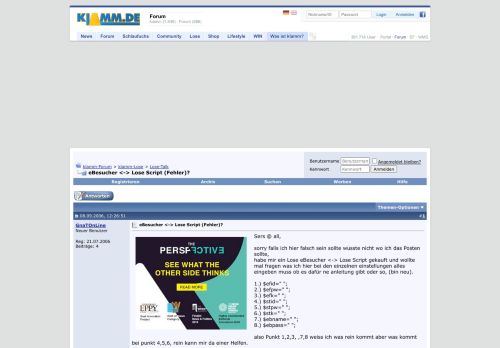 
                            10. eBesucher <-> Lose Script (Fehler)? - Klamm.de