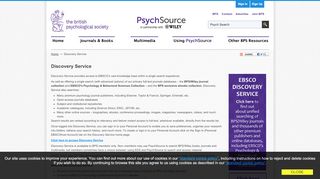 
                            8. EBSCO Discovery Service - PsychSource - British Psychological Society