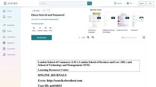
                            3. Ebsco Host Id and Password - Scribd