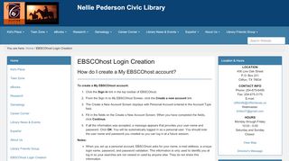 
                            12. EBSCOhost Login Creation — Nellie Pederson Civic Library