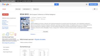 
                            11. ECAI 2012: 20th European Conference on Artificial Intelligence