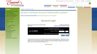 
                            8. eCare Customer Account Information System - City of Concord