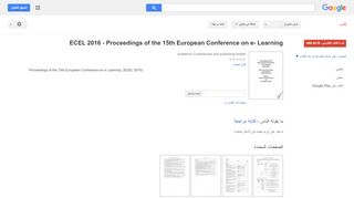 
                            10. ECEL 2016 - Proceedings of the 15th European ...