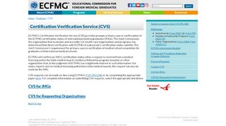 
                            1. ECFMG | Certification Verification Service (CVS)