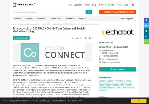
                            7. Echobot ergänzt 247GRAD CONNECT um Online- und Social-Media ...