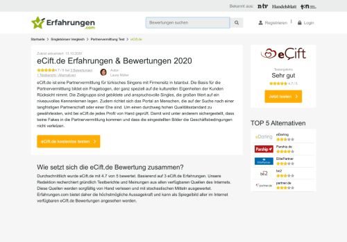 
                            5. ᐅ eCift.de Erfahrungen aus 3 Bewertungen » 4.7/5 im Test