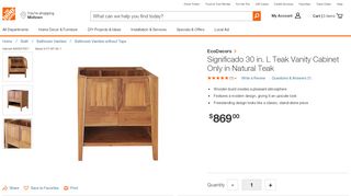 
                            13. EcoDecors Significado 30 in. L Teak Vanity Cabinet Only in Natural ...