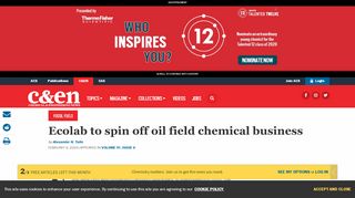 
                            13. Ecolab to spin off oil field chemical business