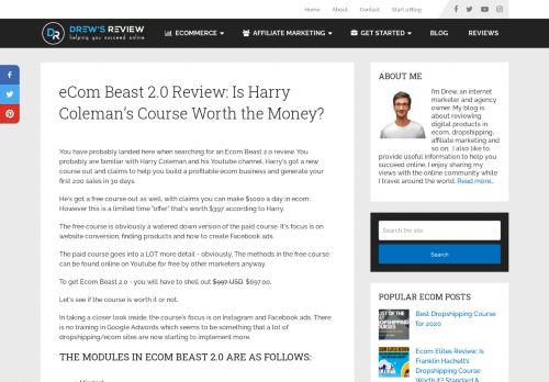 
                            10. eCom Beast 2.0 Review: Is Harry Coleman's Course Worth the Money?