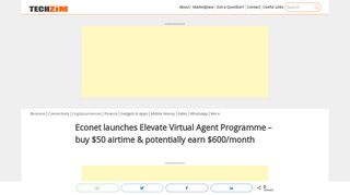 
                            4. Econet launches Elevate Virtual Agent Programme - buy $50 airtime ...