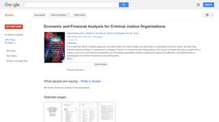 
                            12. Economic and Financial Analysis for Criminal Justice Organizations