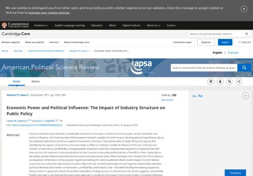 
                            8. Economic Power and Political Influence: The Impact of Industry ...