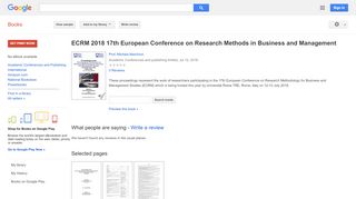 
                            11. ECRM 2018 17th European Conference on Research Methods in Business ...