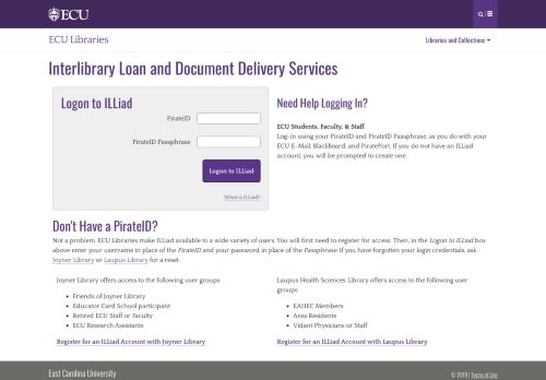 
                            9. ECU Libraries ILLiad Login