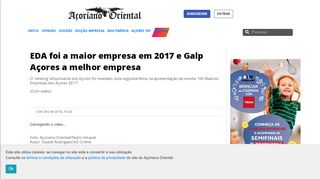 
                            11. EDA foi a maior empresa em 2017 e Galp Açores a melhor empresa ...