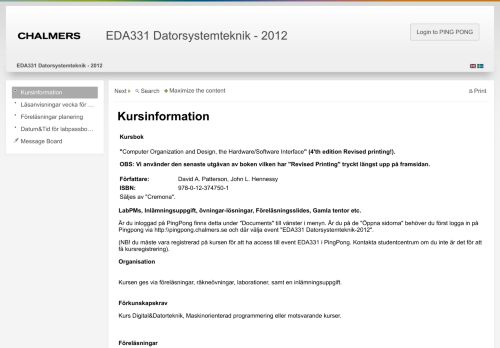 
                            5. EDA331 Datorsystemteknik - 2012 - Ping-Pong - Chalmers