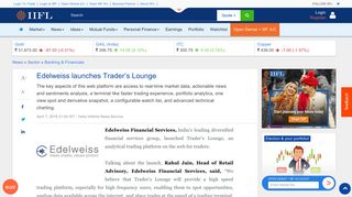 
                            9. Edelweiss launches Trader's Lounge - IndiaInfoline