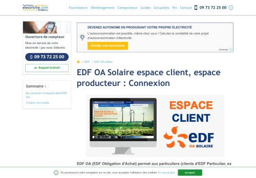 
                            4. EDF OA Solaire espace client, espace producteur : Connexion