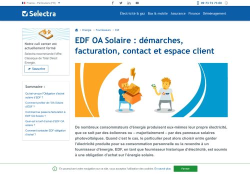 
                            6. EDF OA Solaire : revente électricité, facturation et espace producteur
