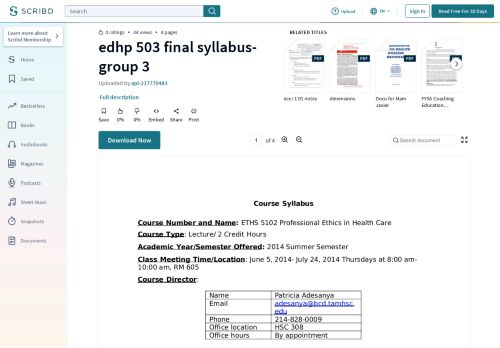 
                            9. edhp 503 final syllabus- group 3 | Test (Assessment) | Critical Thinking